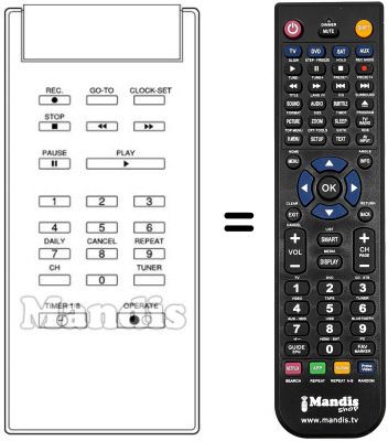 Replacement remote control Thomson VTH210