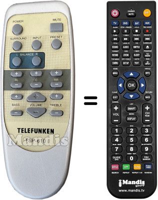 Telecomando equivalente Telefunken TSP-610 REMOTE Telecomando equivalente Telefunken TSP-610 REMOTE