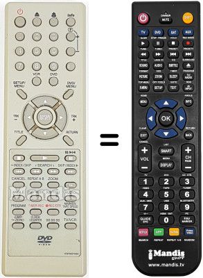 Replacement remote control NordMende DVRX14SE