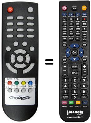Gleichwertige Fernbedienung Irradio DTR-1001