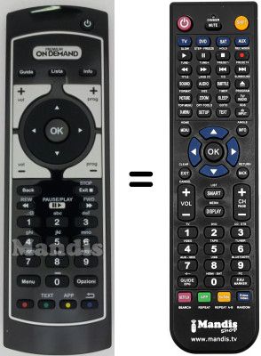 Gleichwertige Fernbedienung Irradio DVT1000