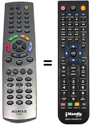 Télécommande équivalente Humax HVS53377
