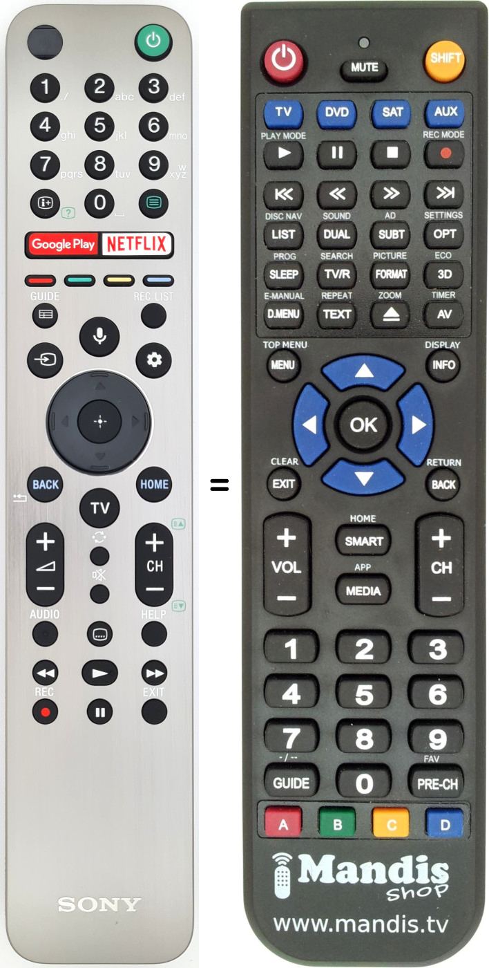 Replacement remote control Sony RMF-TX611E