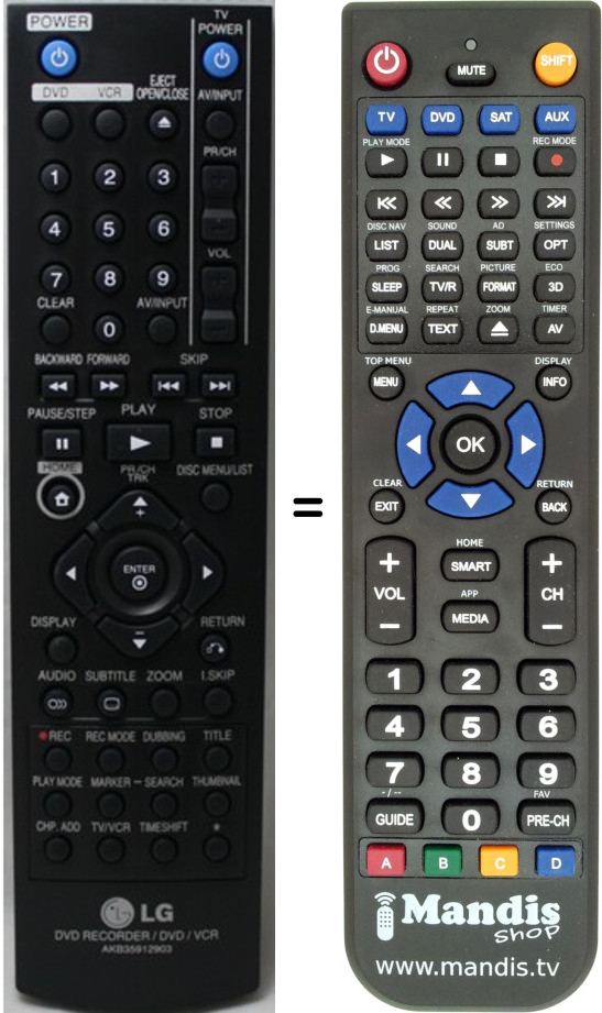 Telecomando equivalente LG AKB31238701