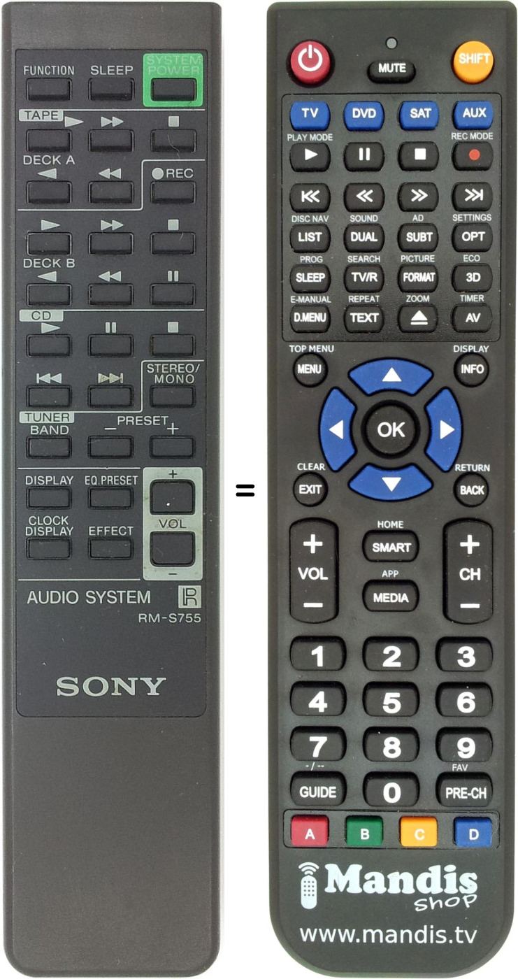 Replacement remote control RM-S755