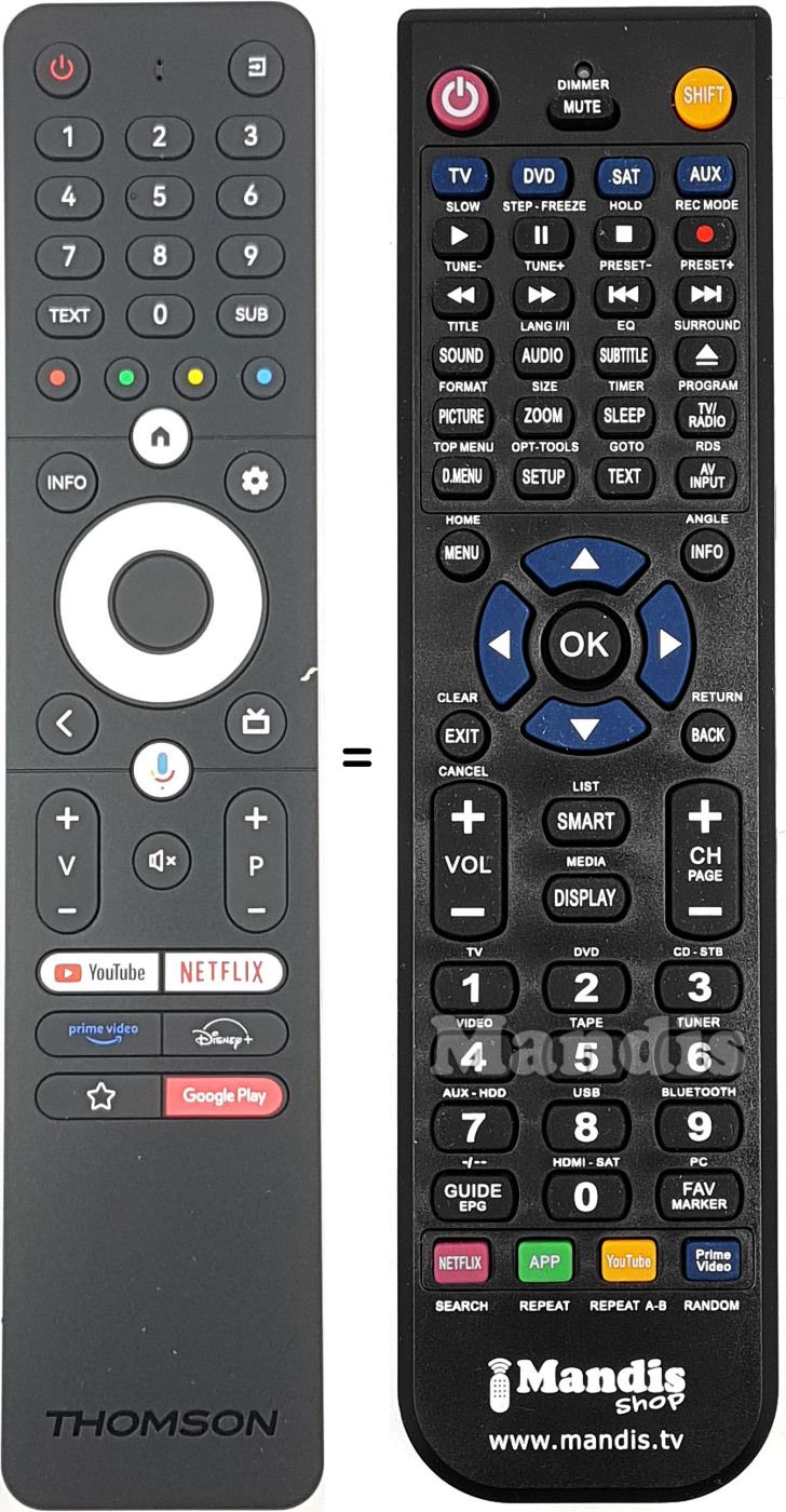 Télécommande équivalente Thomson RC112A