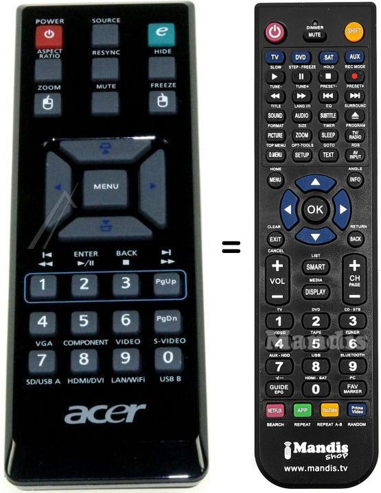 Telecomando equivalente Acer X1110A
