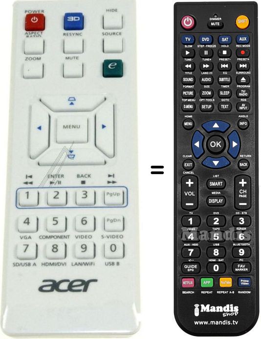 Telecomando equivalente Acer H6510BD